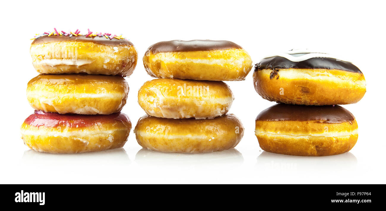 Colorful Doughnuts on white background Stock Photo - Alamy