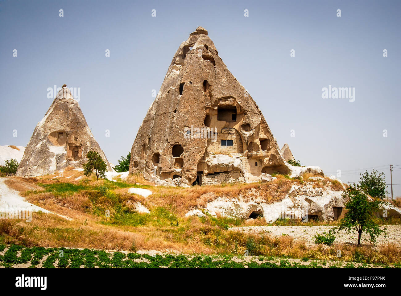 Cappadocia, Turkey. Amazing Goreme rock carved houses in turkish