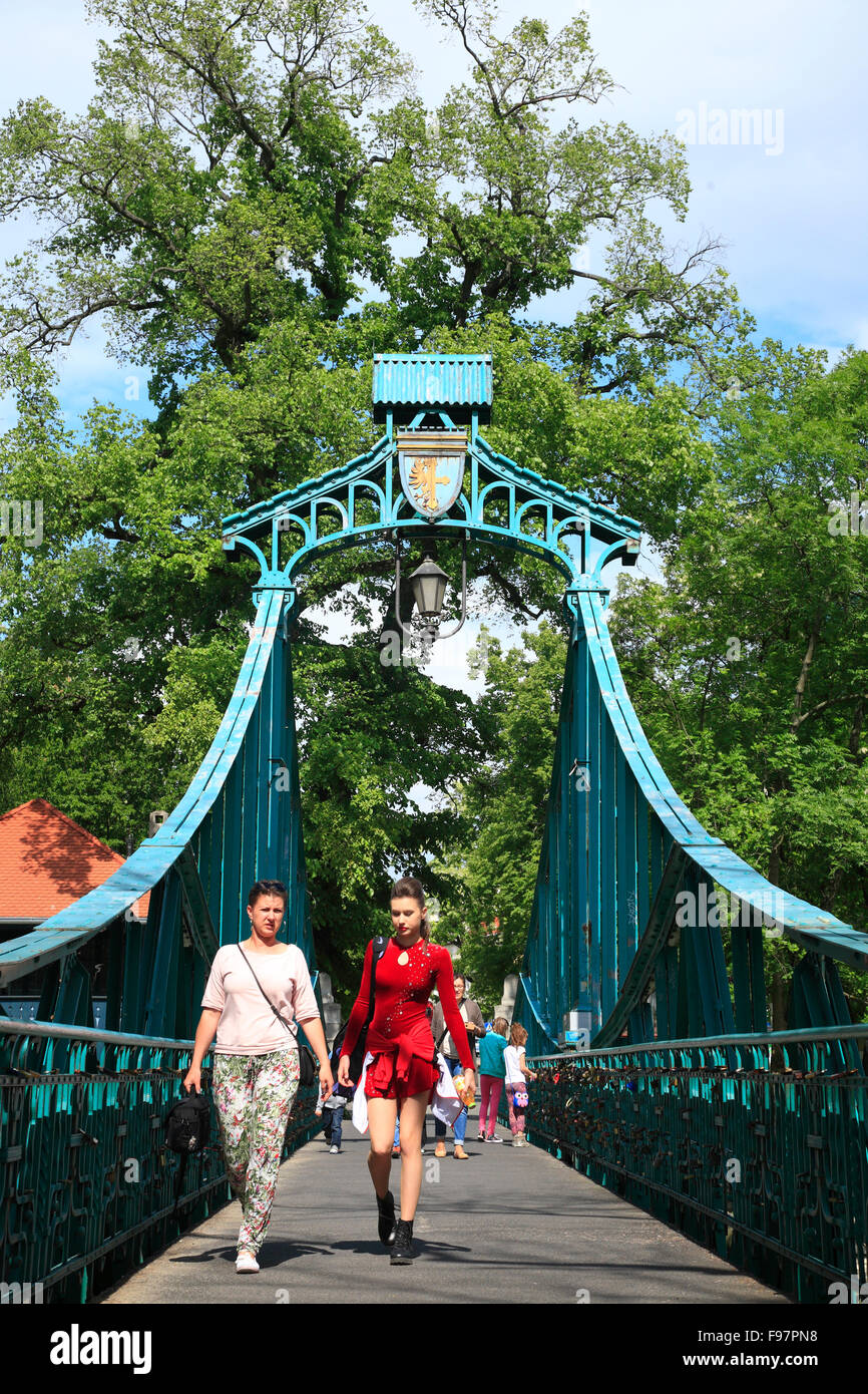 OnePennyBridge across Mlynowka (Muehlgraben), Opole, Silesia, Poland