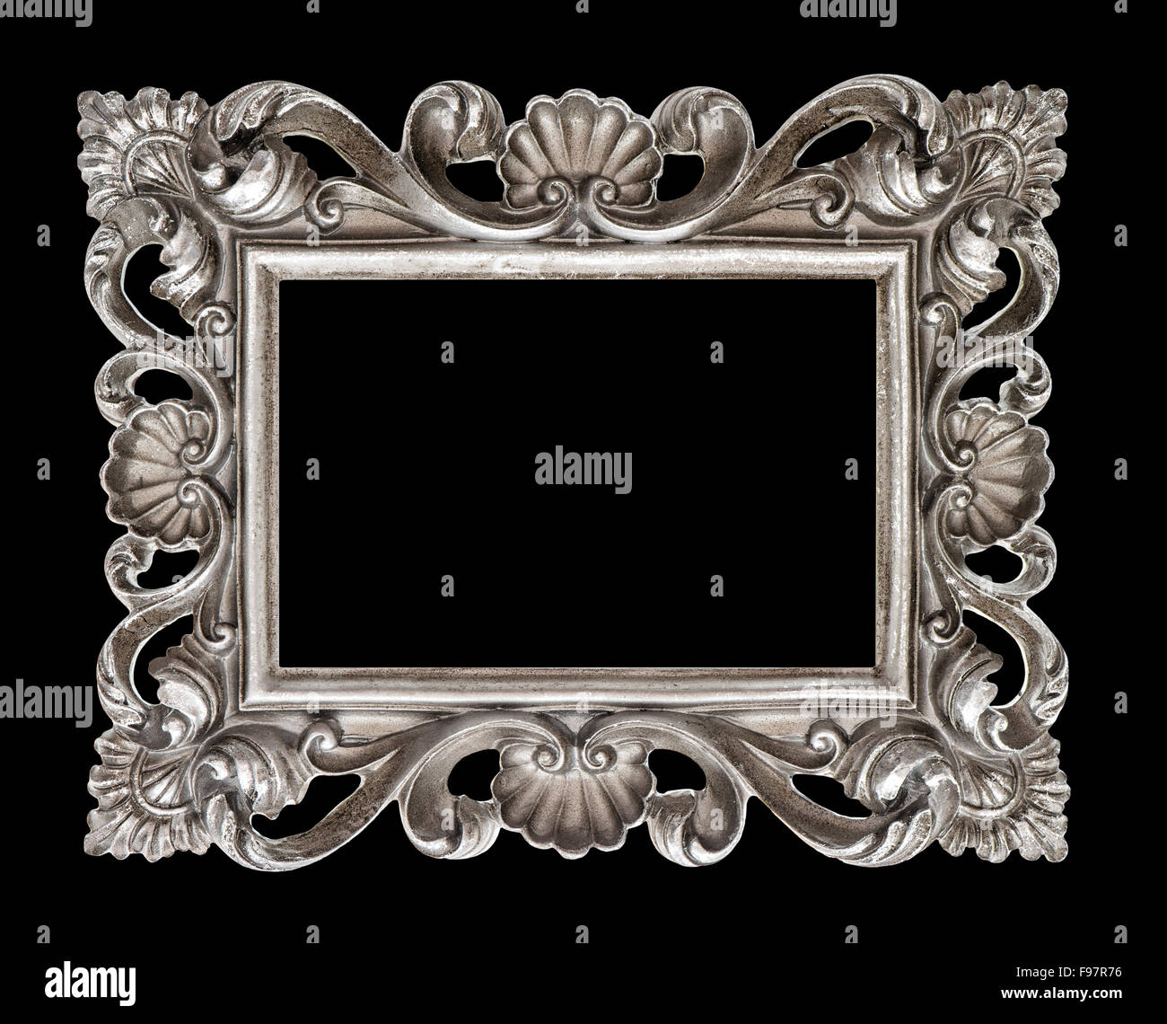 Antique baroque silver picture frame hires stock photography and