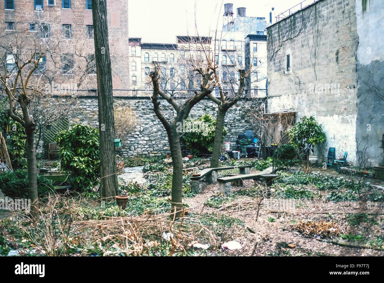 Nicely Arranged Backyard In City Stock Photo Alamy