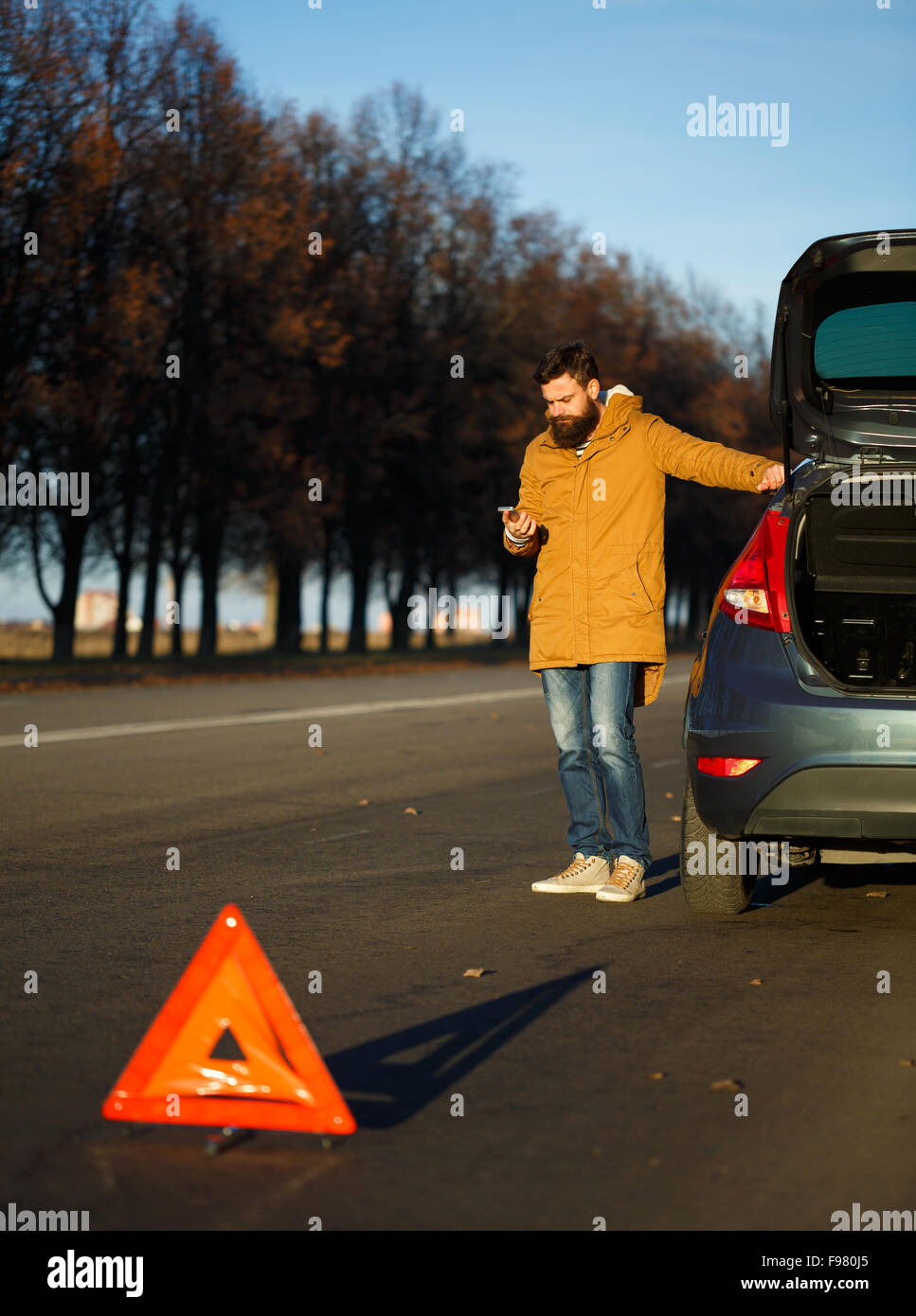 Stranded vehicle motorway warning sign hi-res stock photography and ...