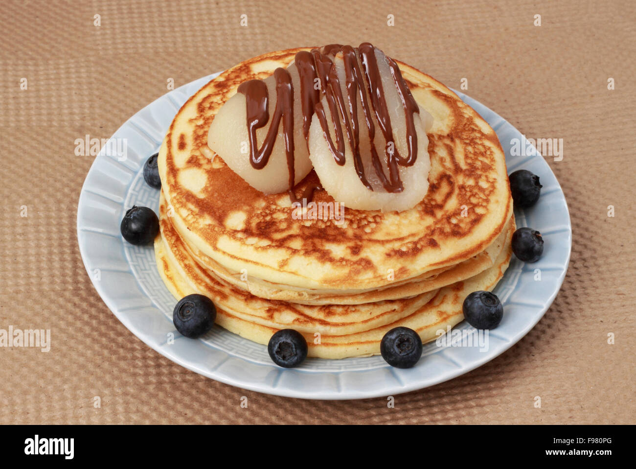 pancakes pear and chocolate Stock Photo