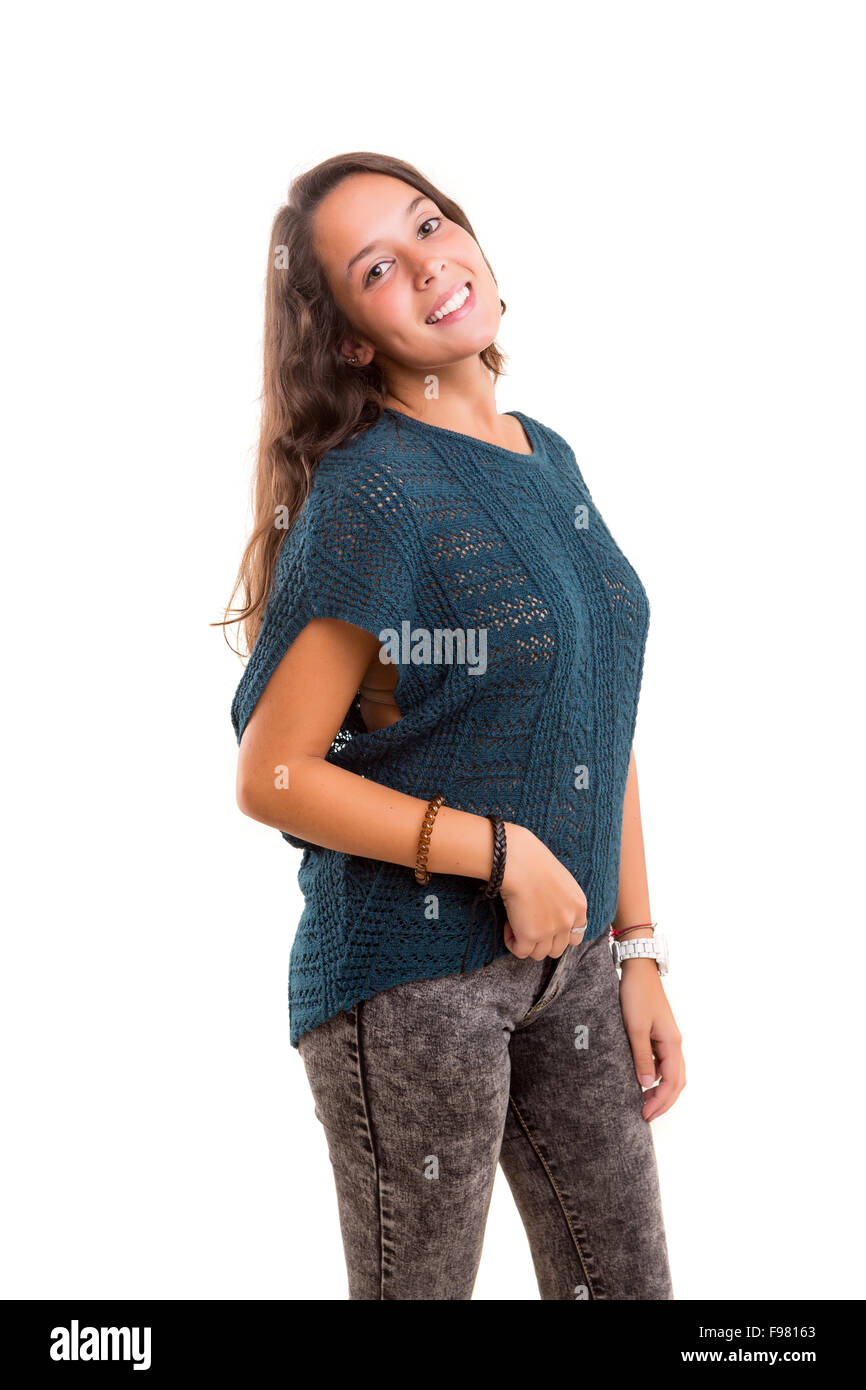 Studio shot of a beautiful young casual woman Stock Photo - Alamy