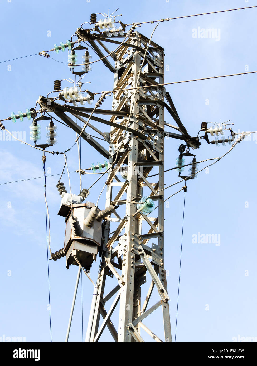 Particular a Pylon. particularly of the components of high voltage pylon. Stock Photo