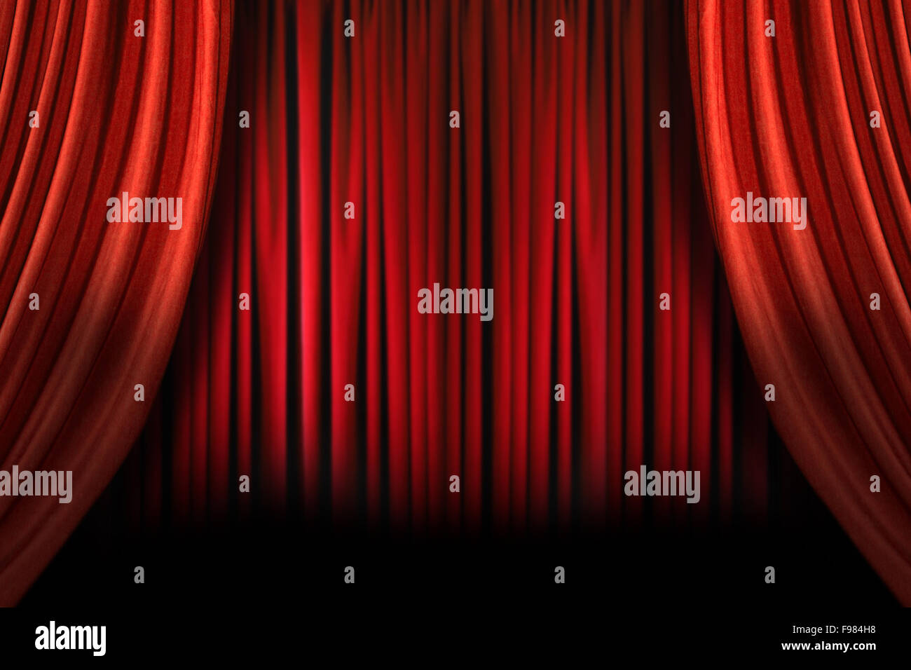 Old fashioned elegant stage with swag velvet curtains Stock Photo