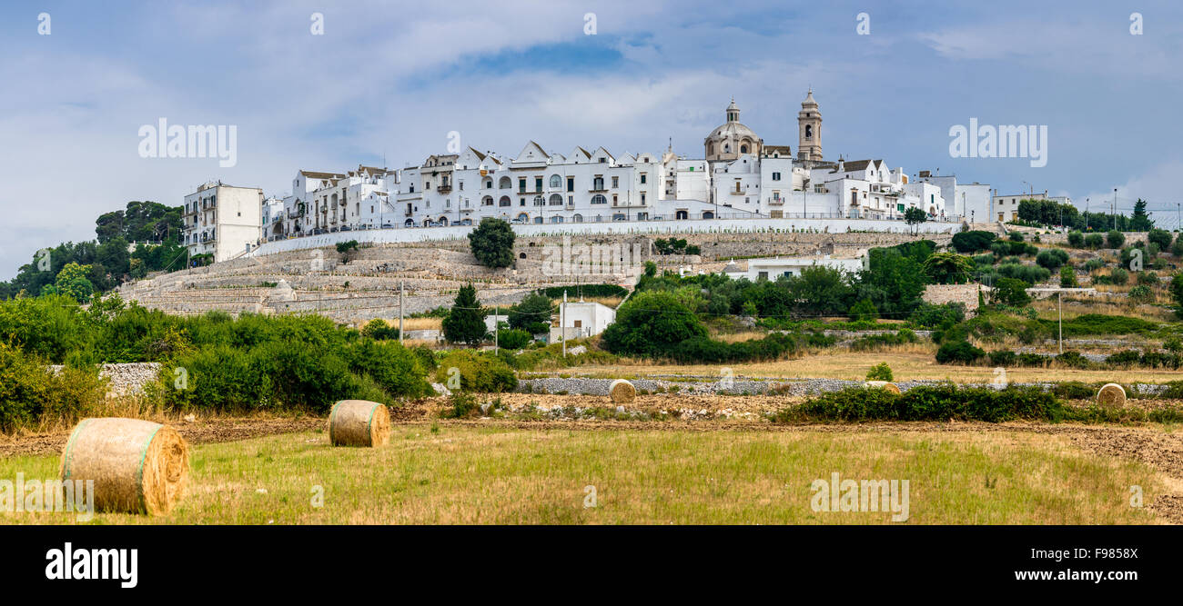 Panoramic view of Locorotondo. Puglia, Italy. Town known wines and for its circular structure which is now a historical center. Stock Photo