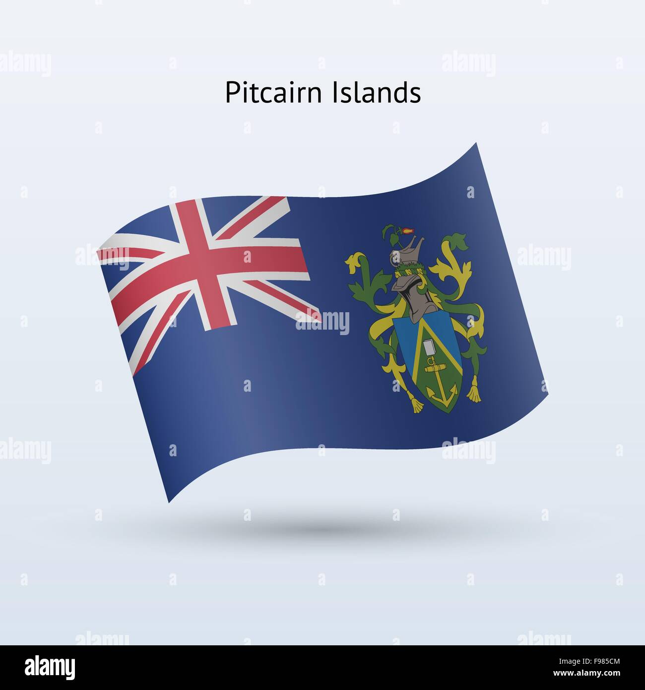 Pitcairn Islands flag waving form. Stock Vector