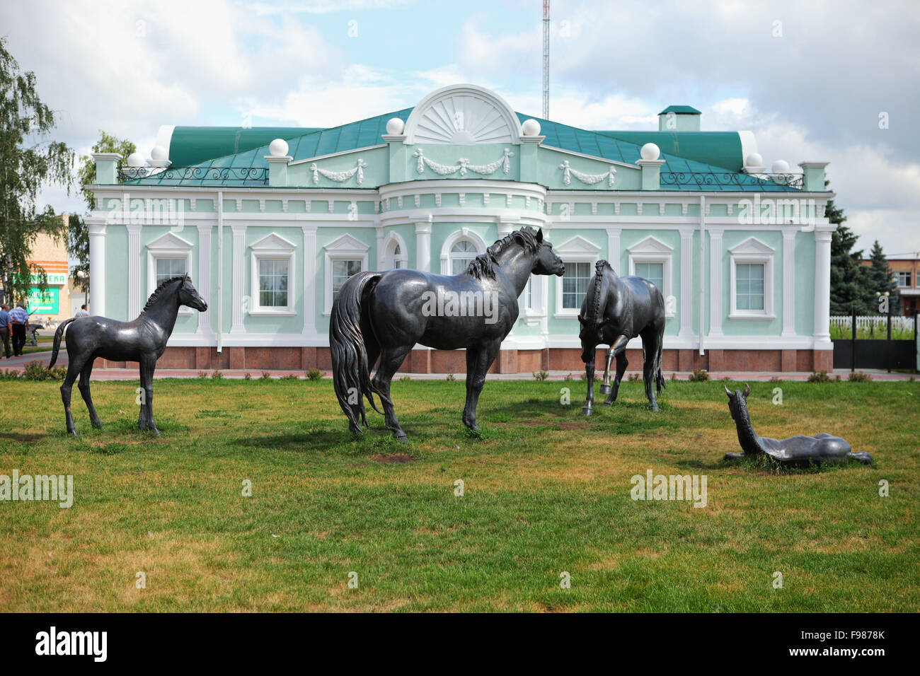 Horses sculpture lifesize in fibreglass Stock Photo