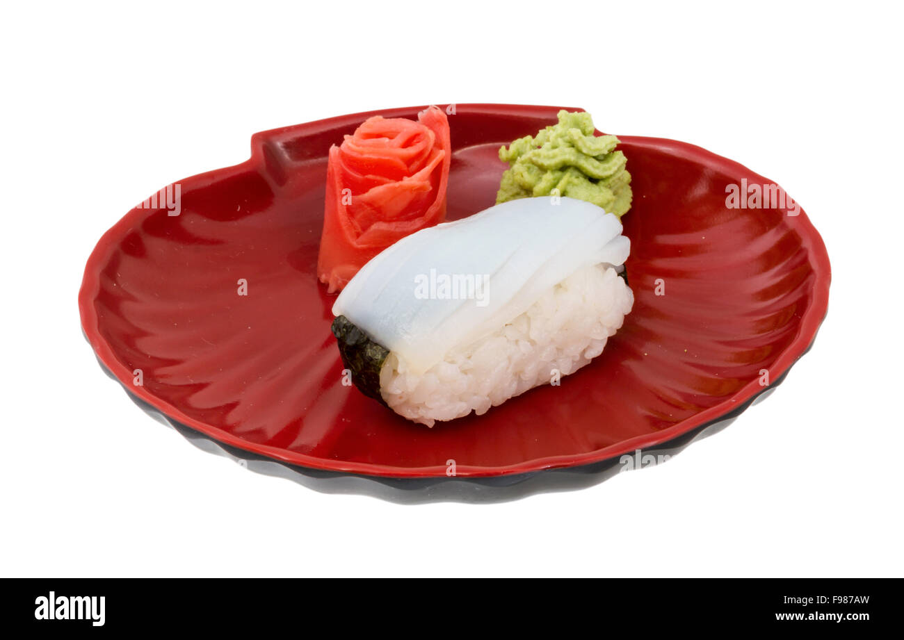 Japanese squid sushi Stock Photo - Alamy