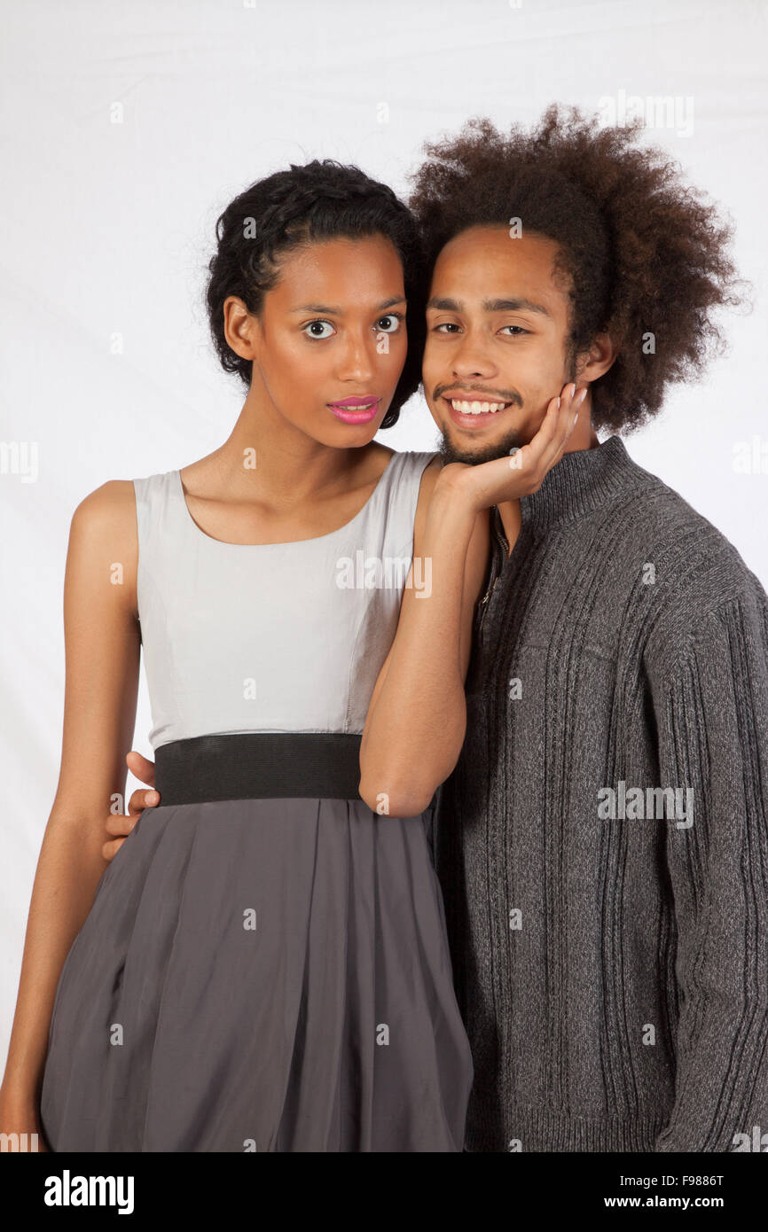 Romantic black couple showing affection for each other Stock Photo