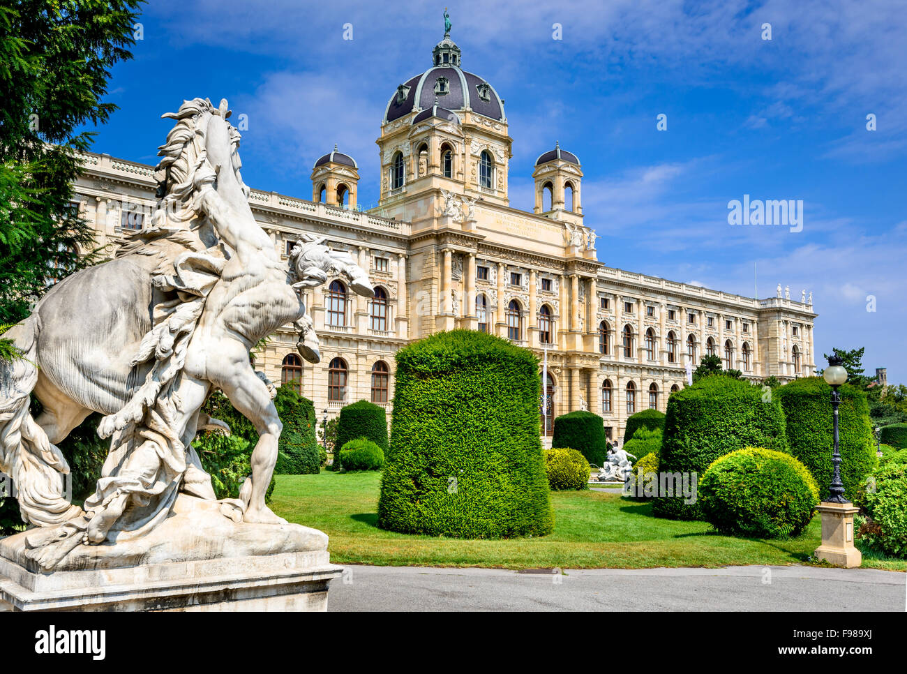 Vienna, Austria. Beautiful view of famous Naturhistorisches Museum (Natural History Museum) with park Maria-Theresien-Platz. Stock Photo