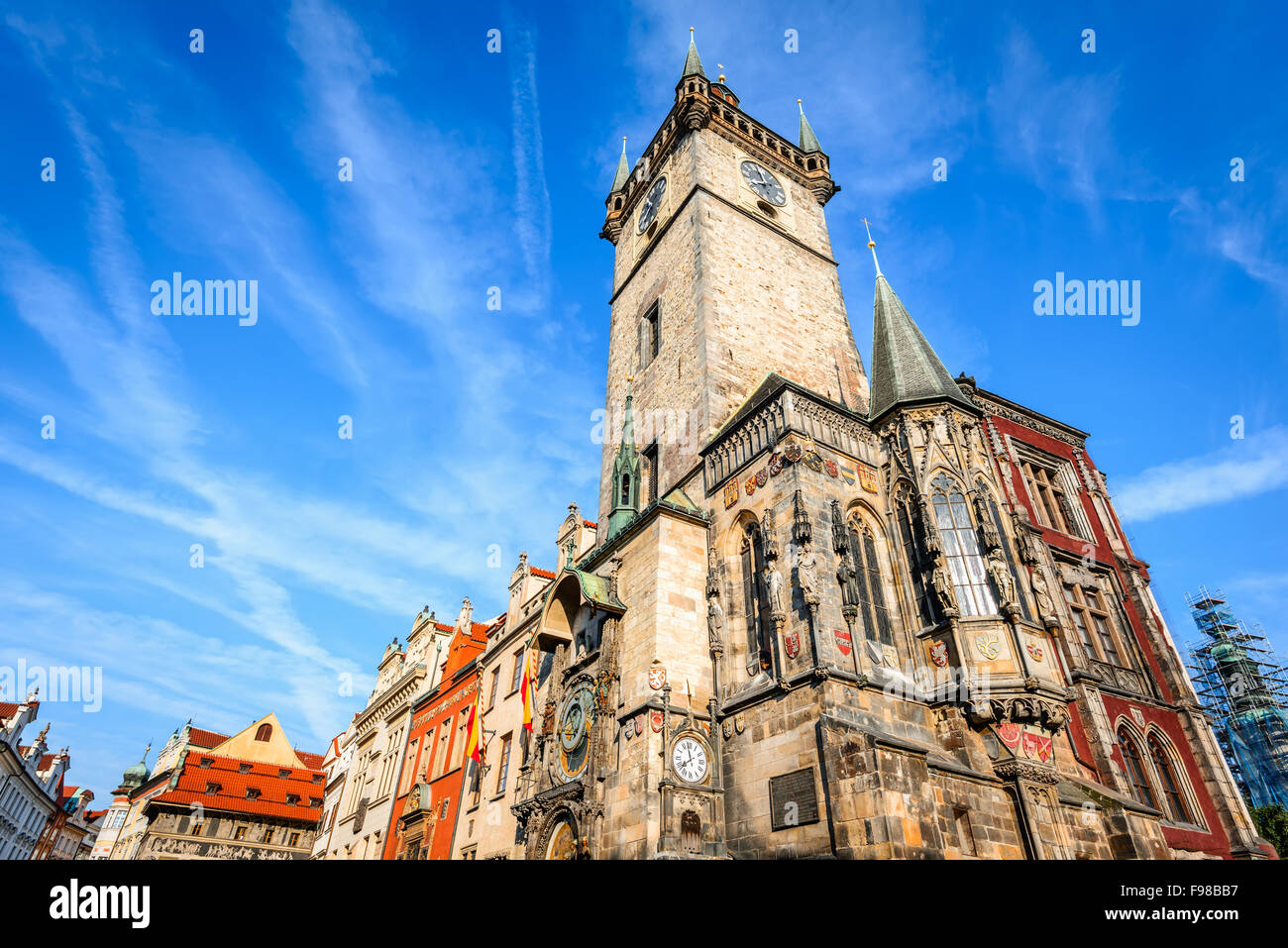 Prague, Czech Republic. Old Town Hall built in 1388, Gohtic architecture style in Bohemia capital city. Stock Photo