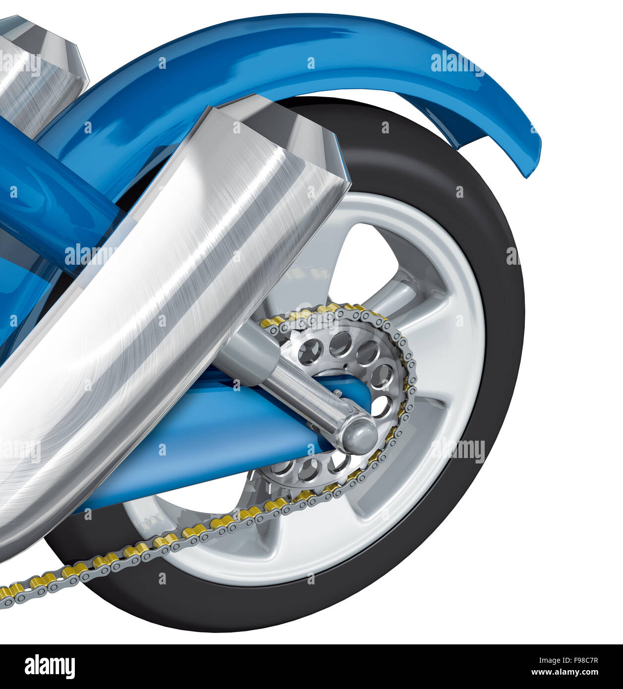 Rear wheel motorcycle Stock Photo