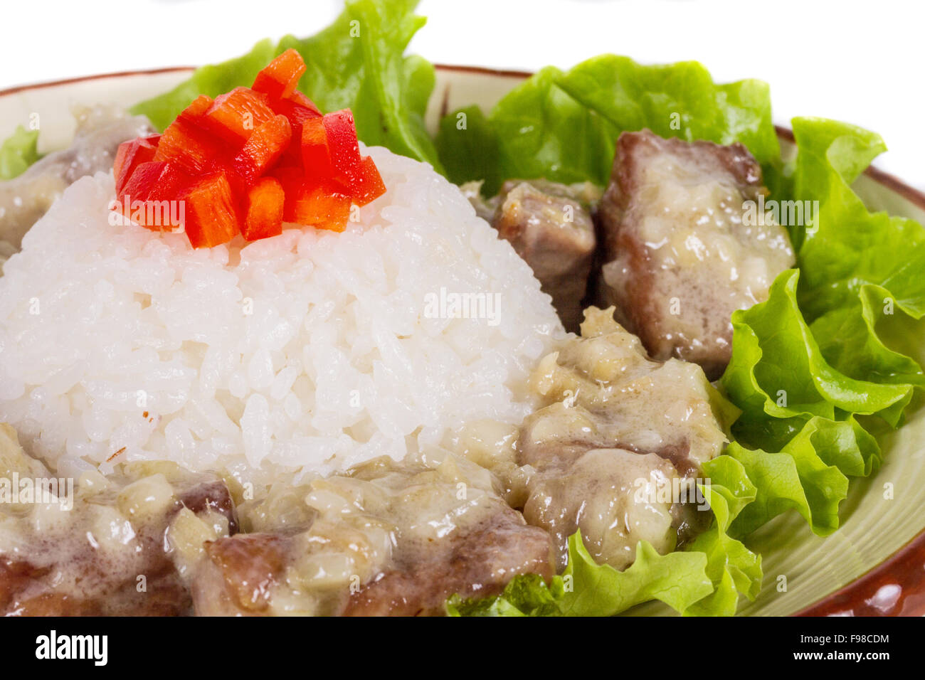 Rice and pork japanese style Stock Photo Alamy