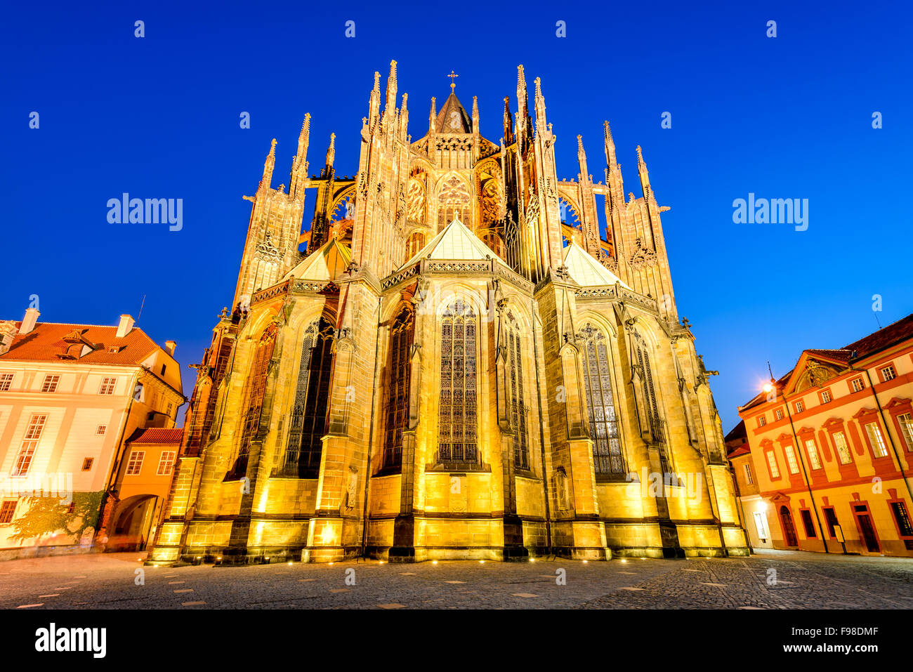 Prague, Czech Republic. Saint Vitus Cathedral, the main church in Prague Castle, gothic landmark of German Empire. Stock Photo
