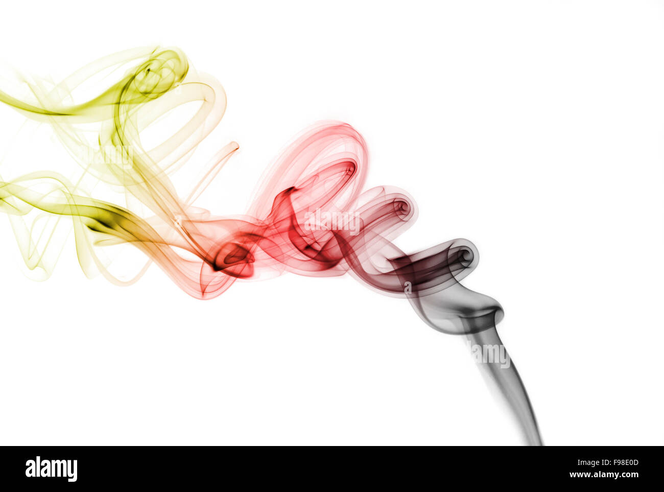 Fume of a incense stick, white background, studio Stock Photo