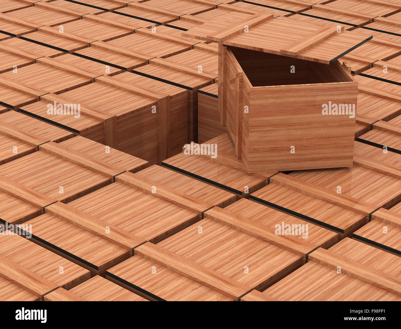 Row boxes in a warehouse. 3D image Stock Photo - Alamy
