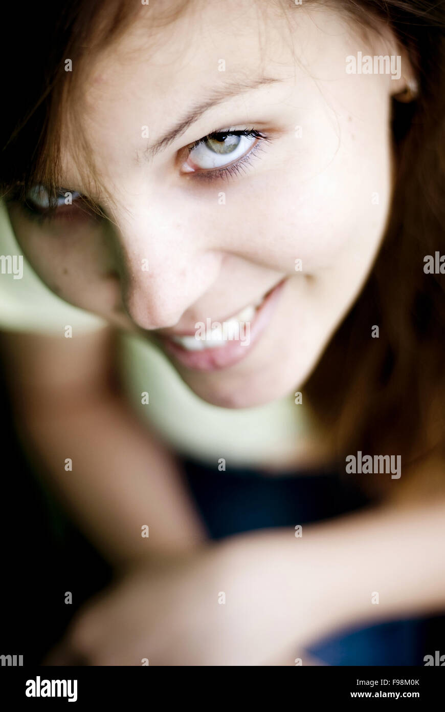 Close-up portrait of beautiful woman relaxing in nature Stock Photo - Alamy