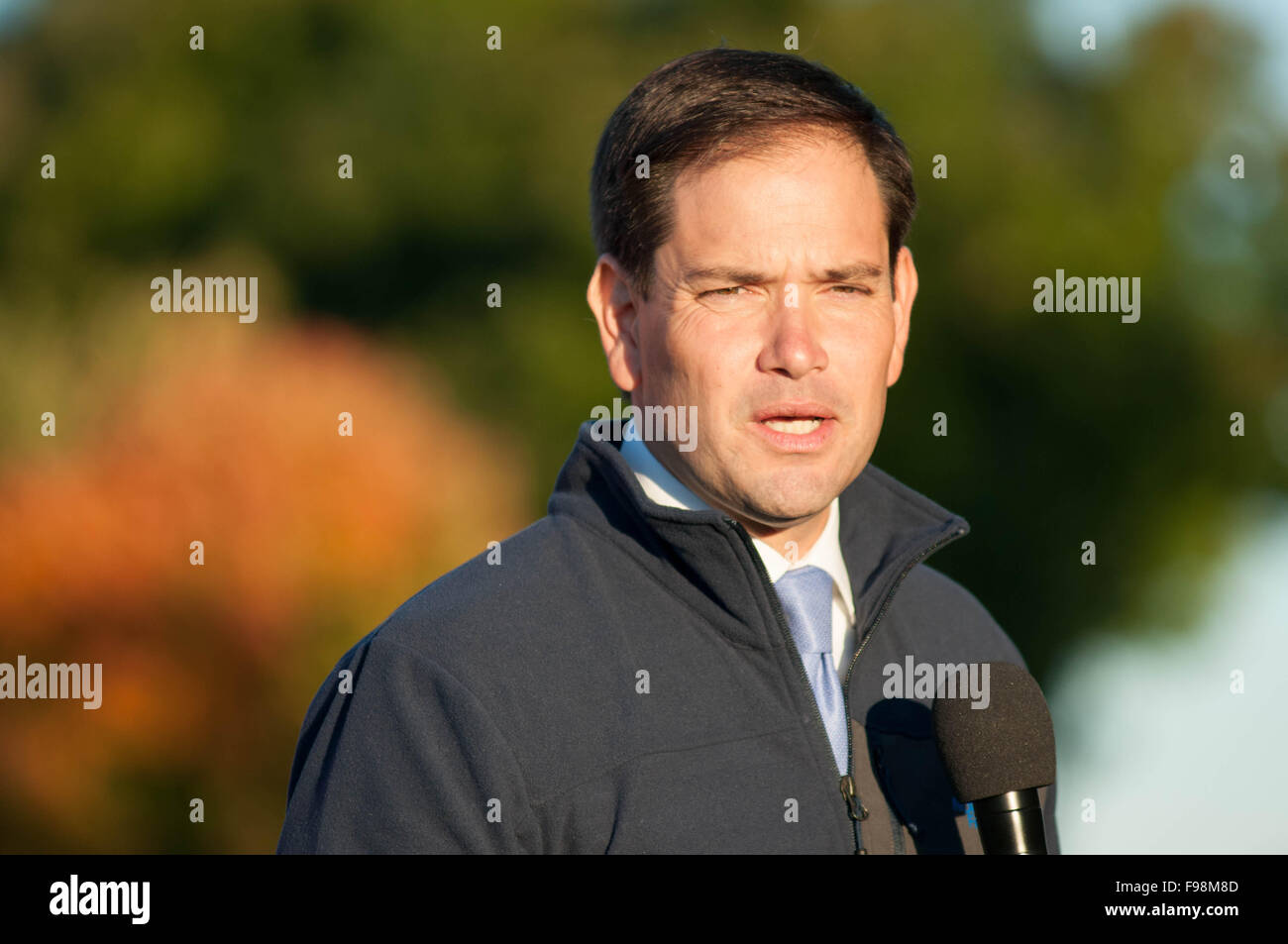 U.S. Senator Marco Rubio, Republican of Florida, speaks at a house party in Bedford, New Hampshire, on 6 October, 2015. Stock Photo