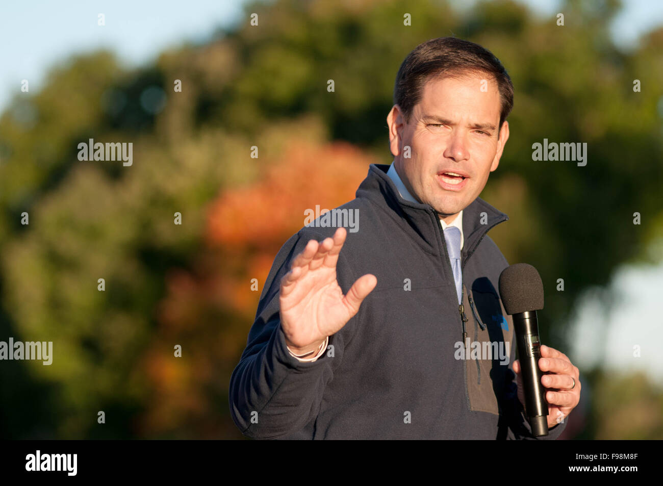 U.S. Senator Marco Rubio, R-Florida, in Bedford, New Hampshire, on 6 October, 2015, during his campaign for president. Stock Photo