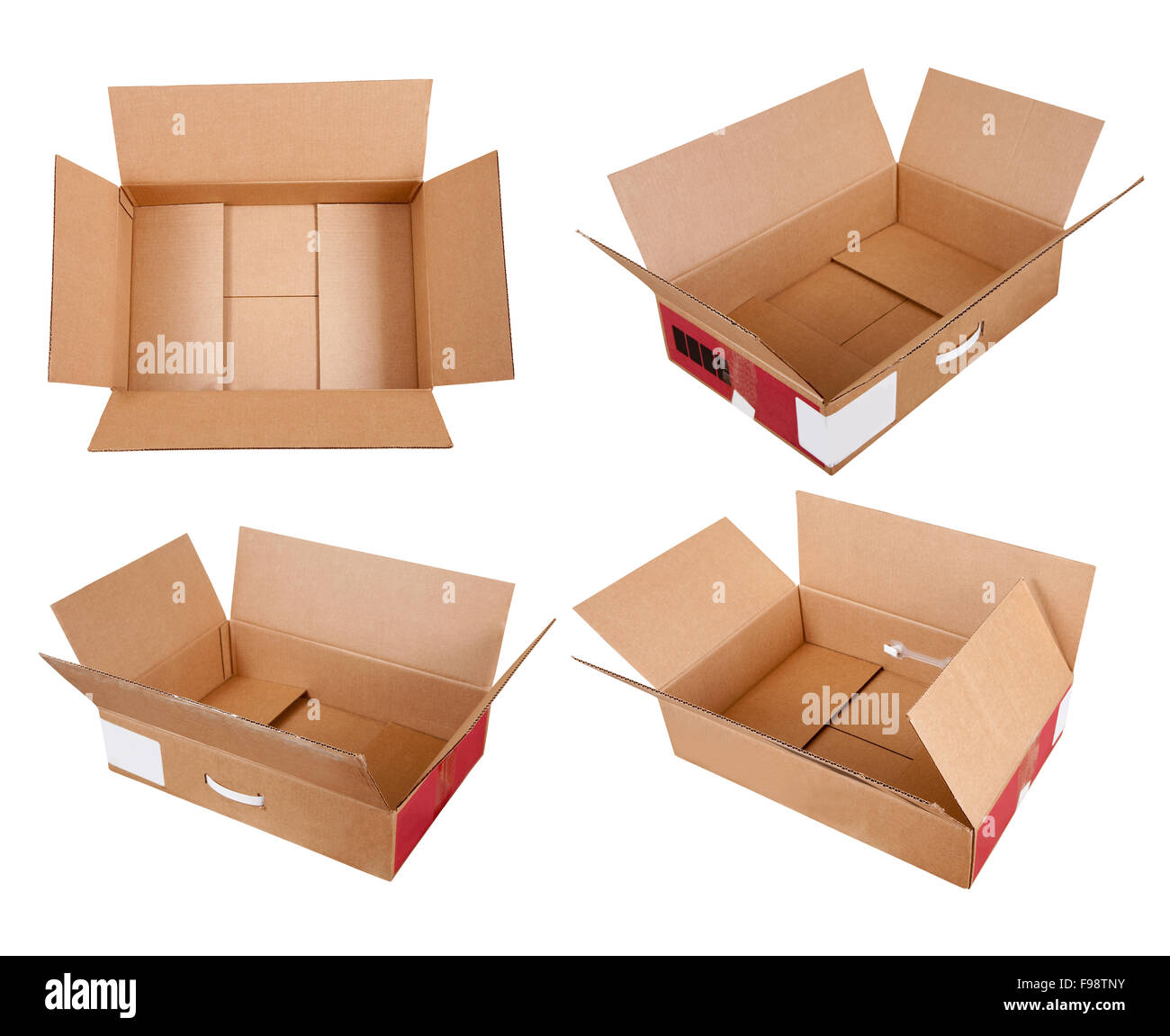 Set of cardboard box. Isolated over white background with clipping path
