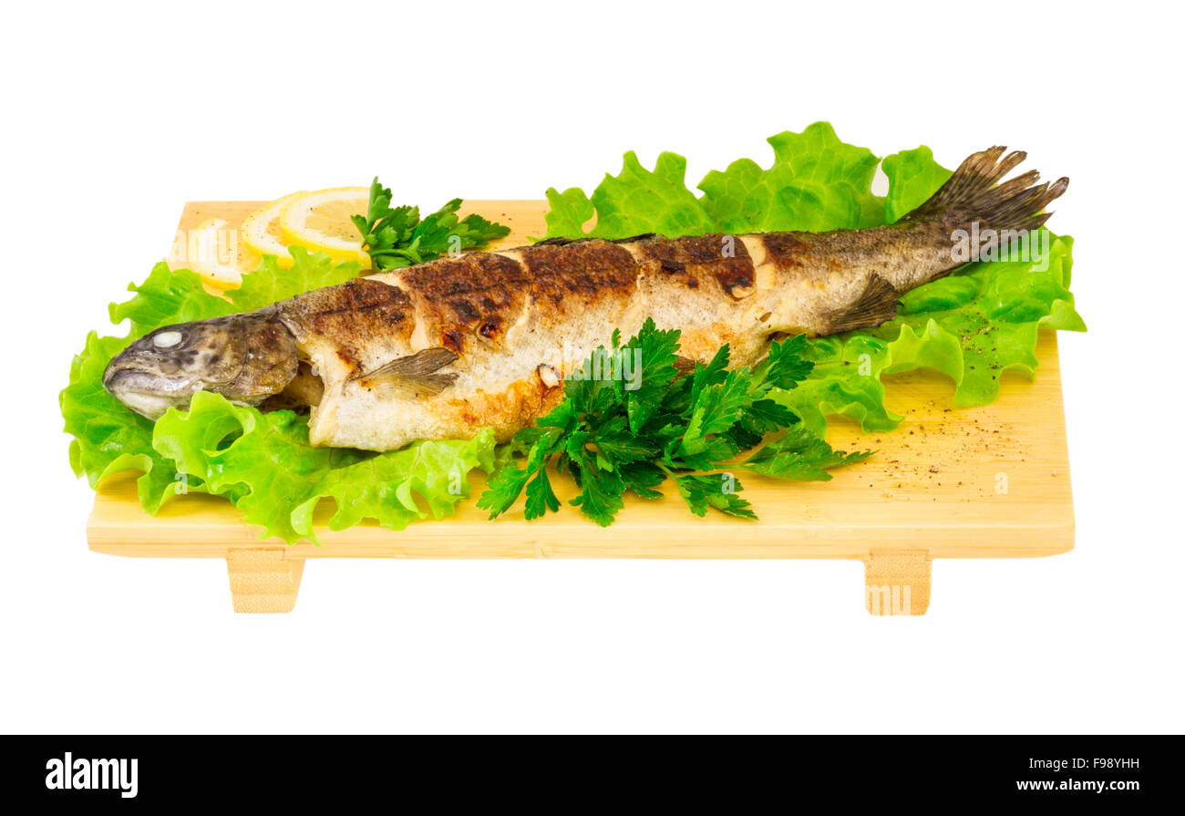 Roasted striped sea bass Stock Photo Alamy