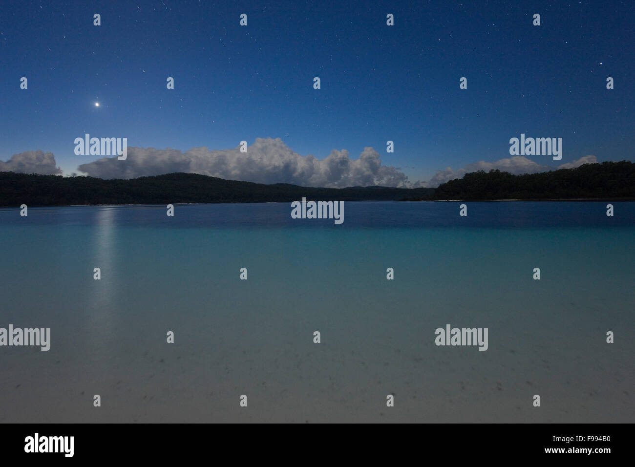 Moonlight, Lake McKenzie,  Fraser Island, Australia. Stock Photo