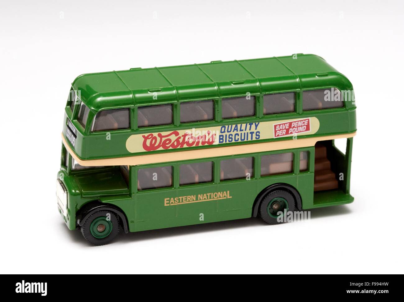 Bristol Lodekka double decker bus in green eastern national livery. Stock Photo