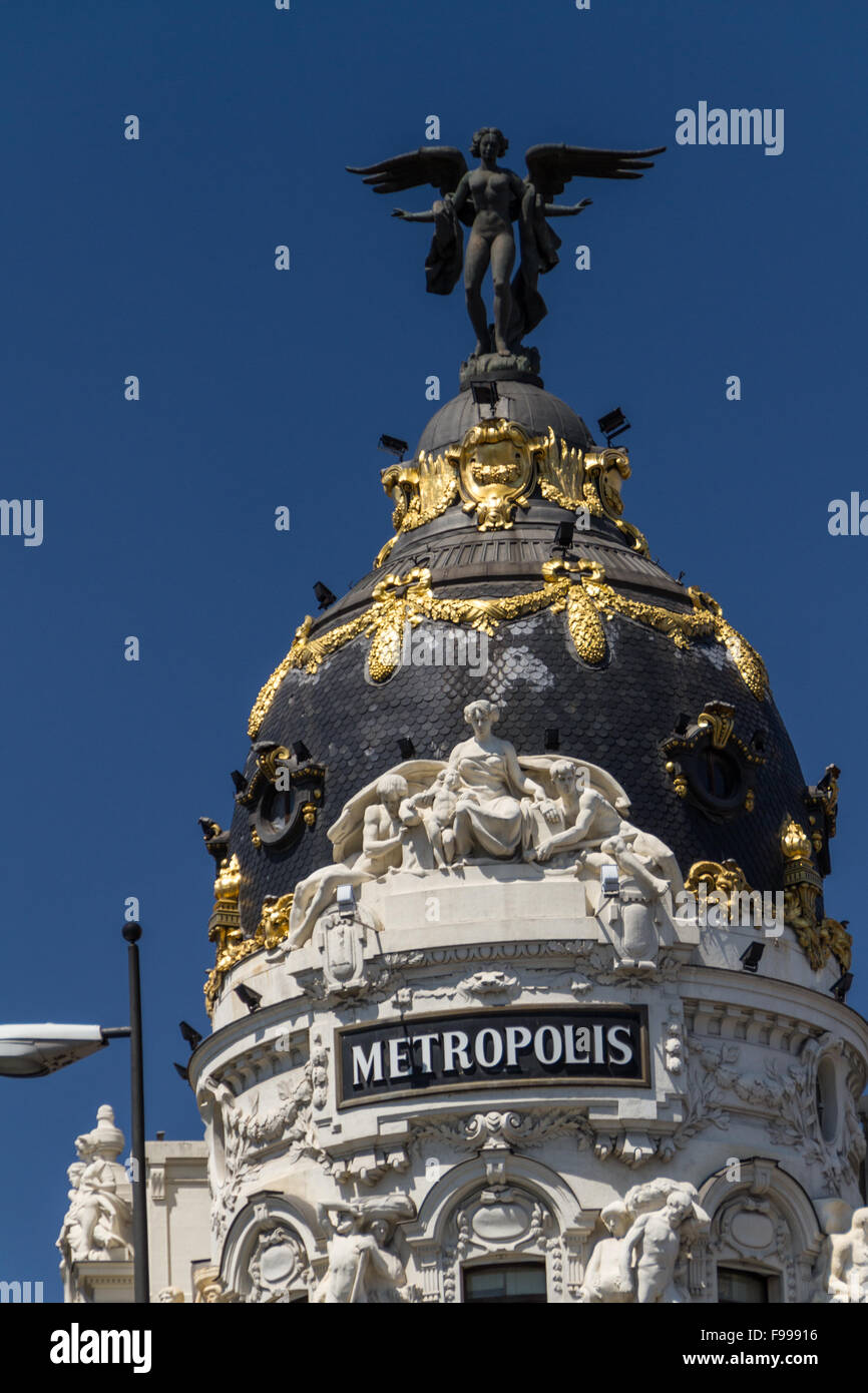Metropolis building facade located at Madrid, Spain Stock Photo - Alamy