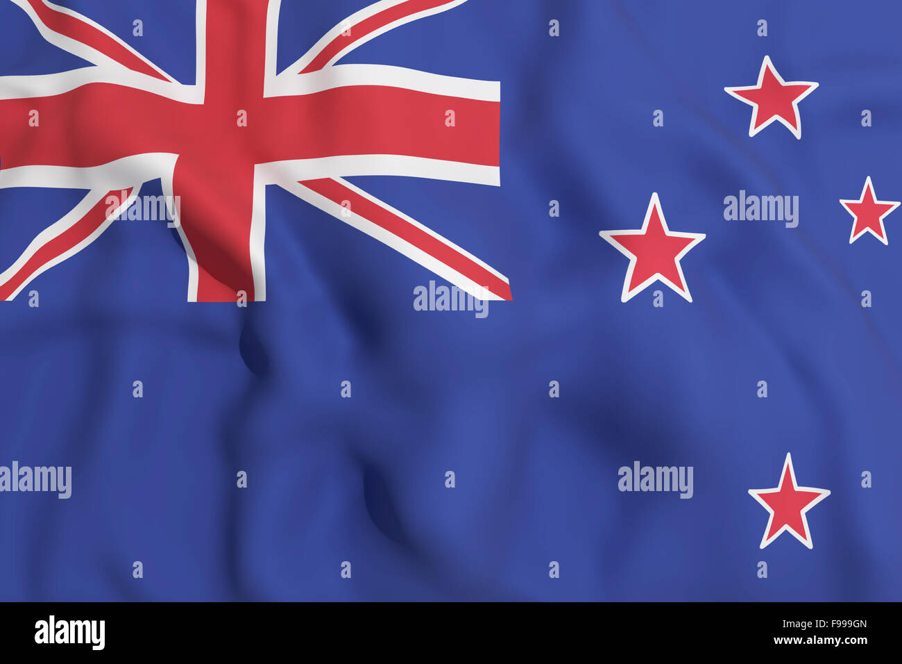 3d rendering of a New Zealand flag waving Stock Photo - Alamy