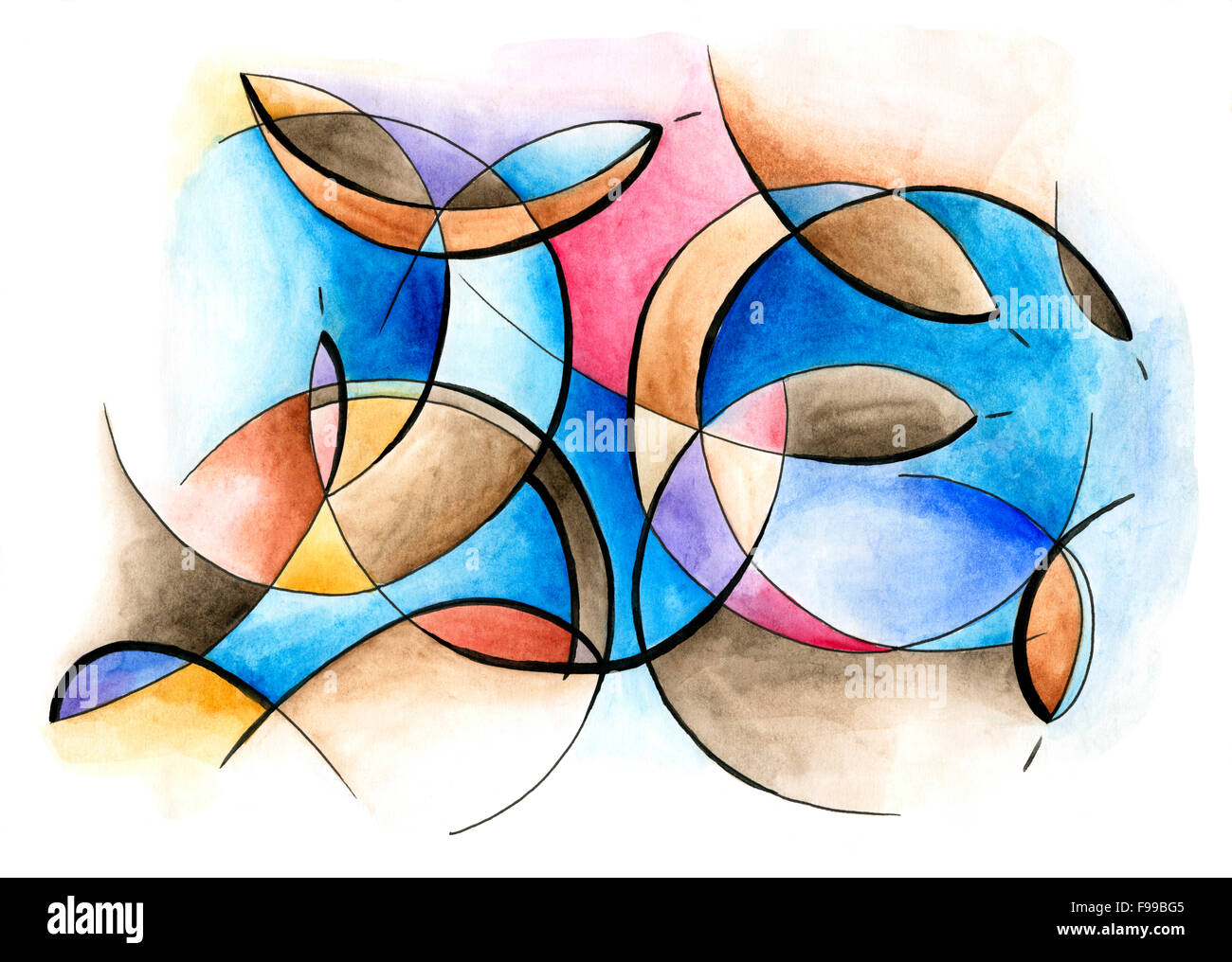 Abstract artwork with different spots, shapes and lines Stock Photo - Alamy