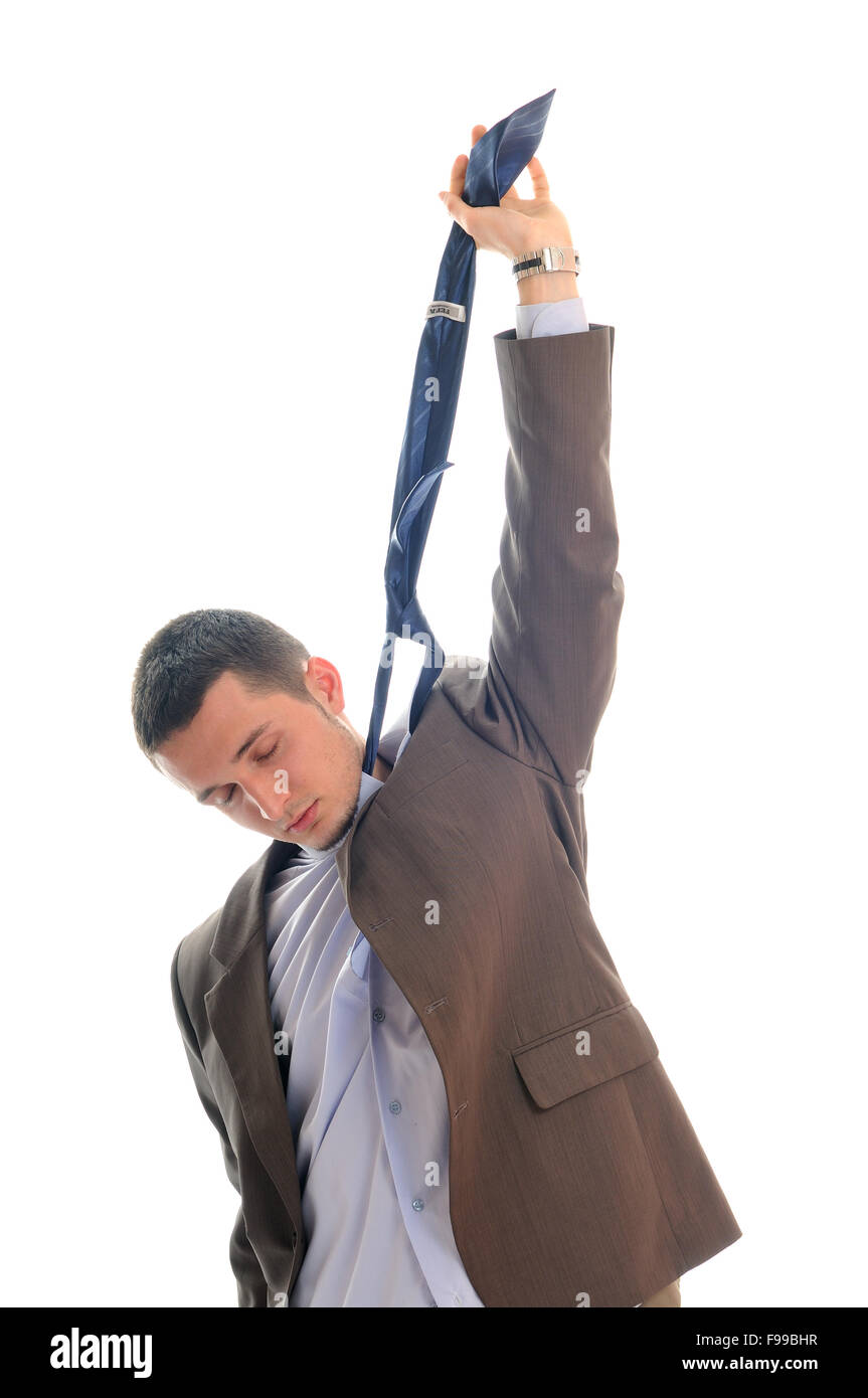 one young business man in suit with tie isolated on white Stock Photo ...