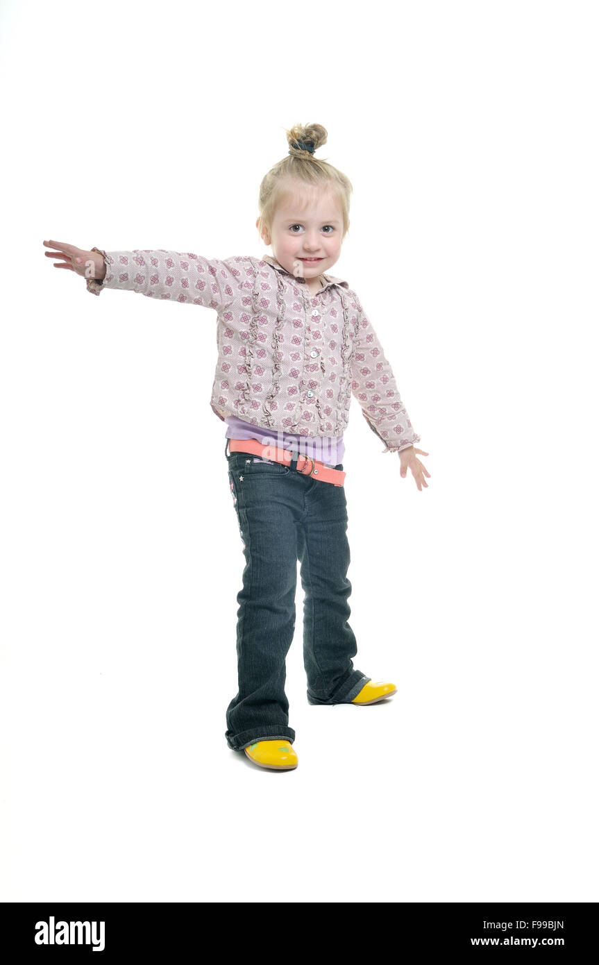 one happy child isolated on white background Stock Photo - Alamy