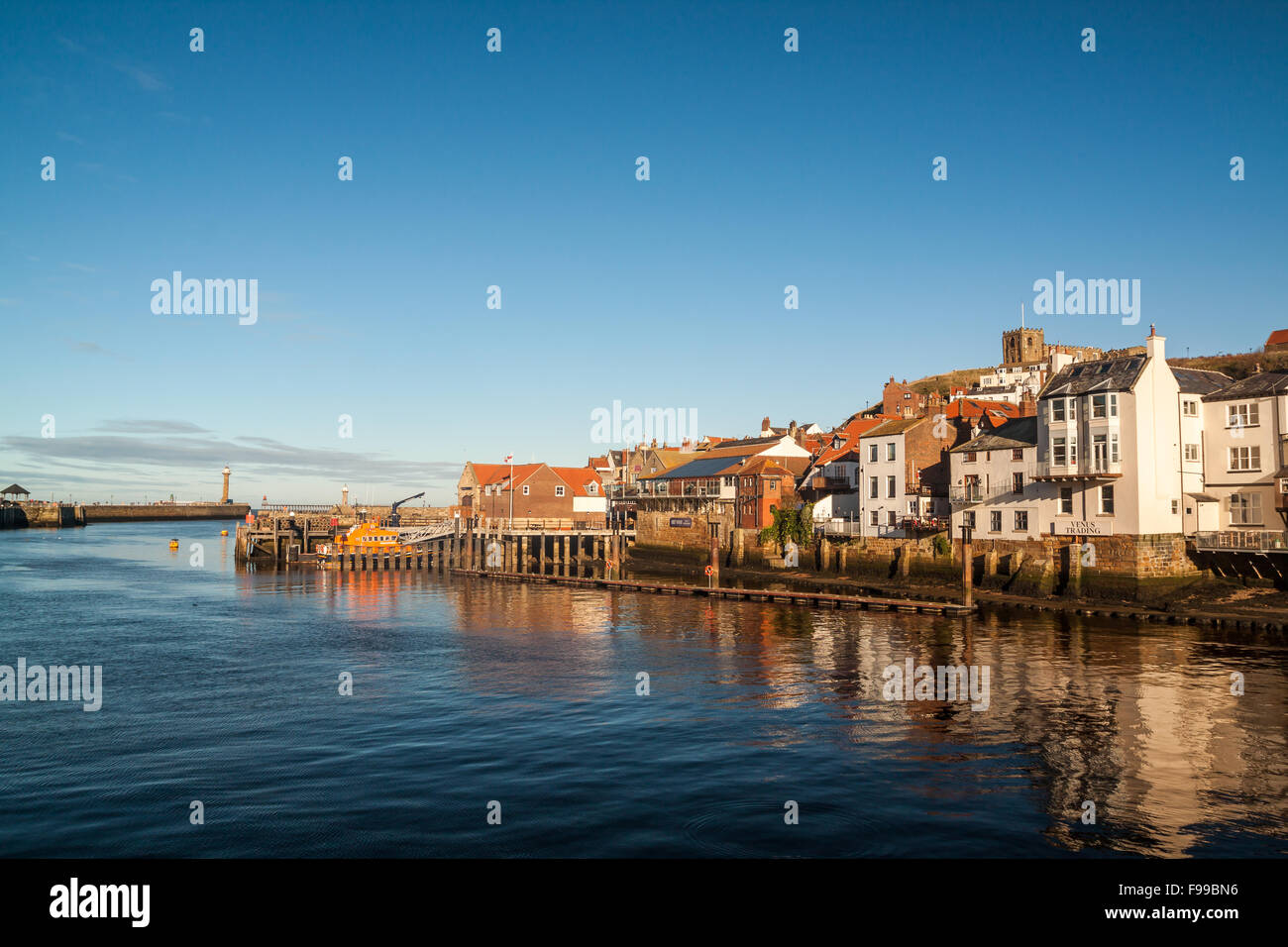 Charming seaside town of Whitby in North Yorkshire, England. Stock Photo