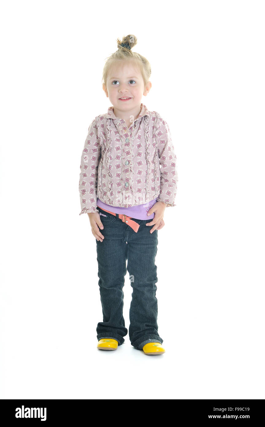 one happy child isolated on white background Stock Photo - Alamy