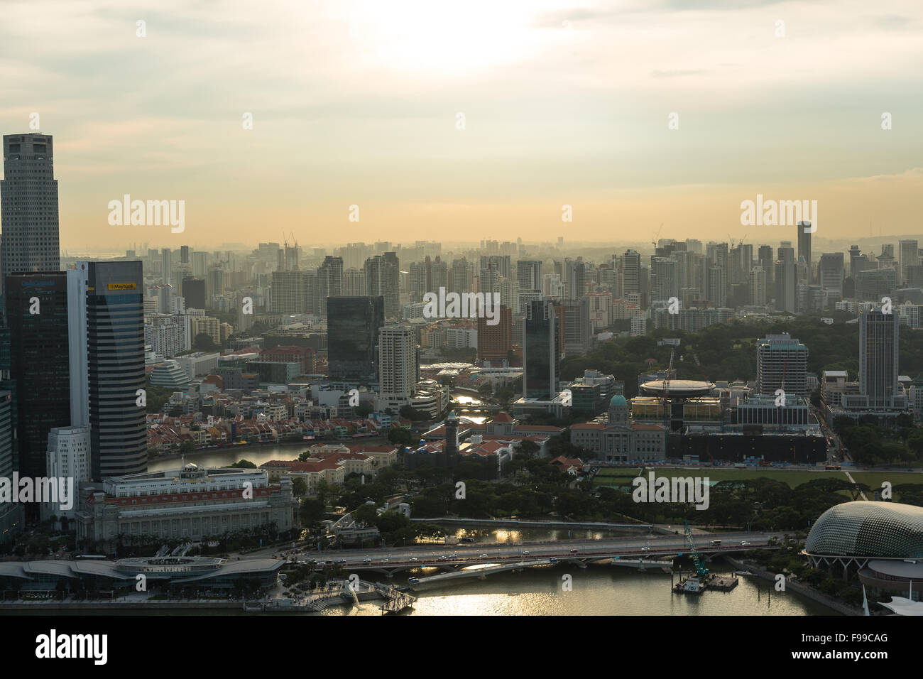 View of Singapore city skyline at sunset Stock Photo - Alamy