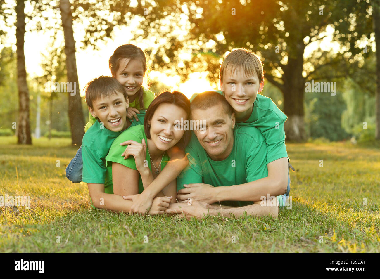 Family resting in  summer park Stock Photo