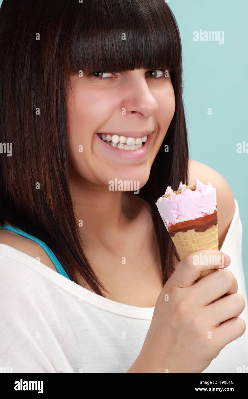 cute girl with ice cream Stock Photo Alamy