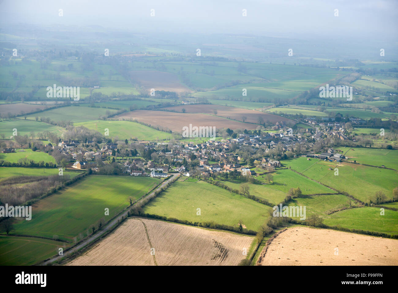 An aerial view of the Northamptonshire village of Ravensthorpe and
