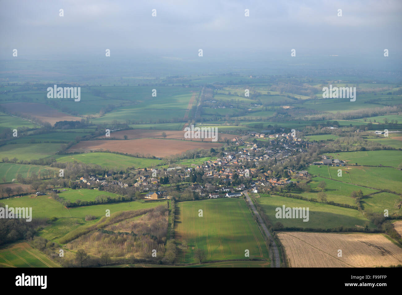 An aerial view of the Northamptonshire village of Ravensthorpe and