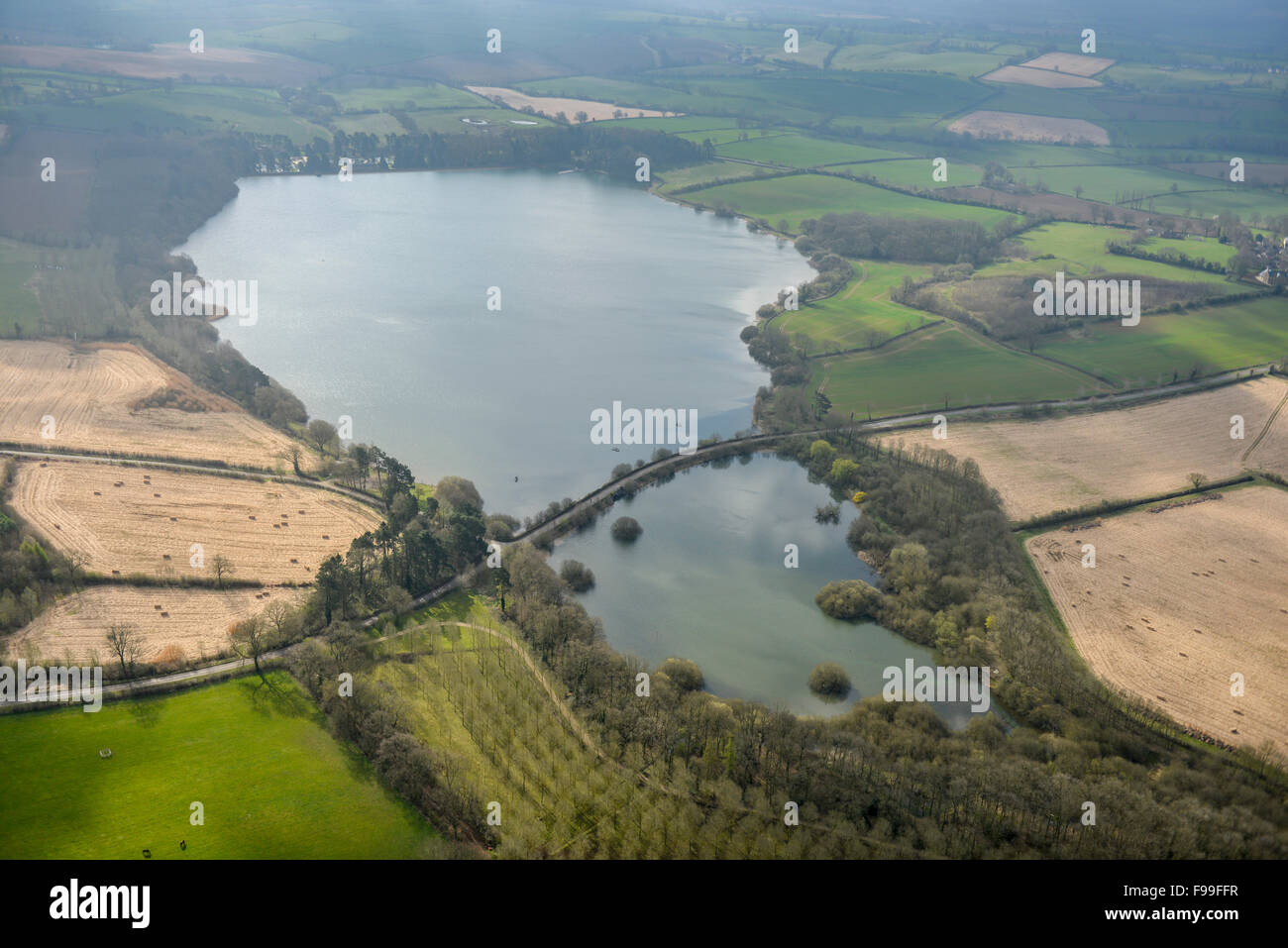 An aerial view of the Ravensthorpe Reservoir in Northamptonshire Stock