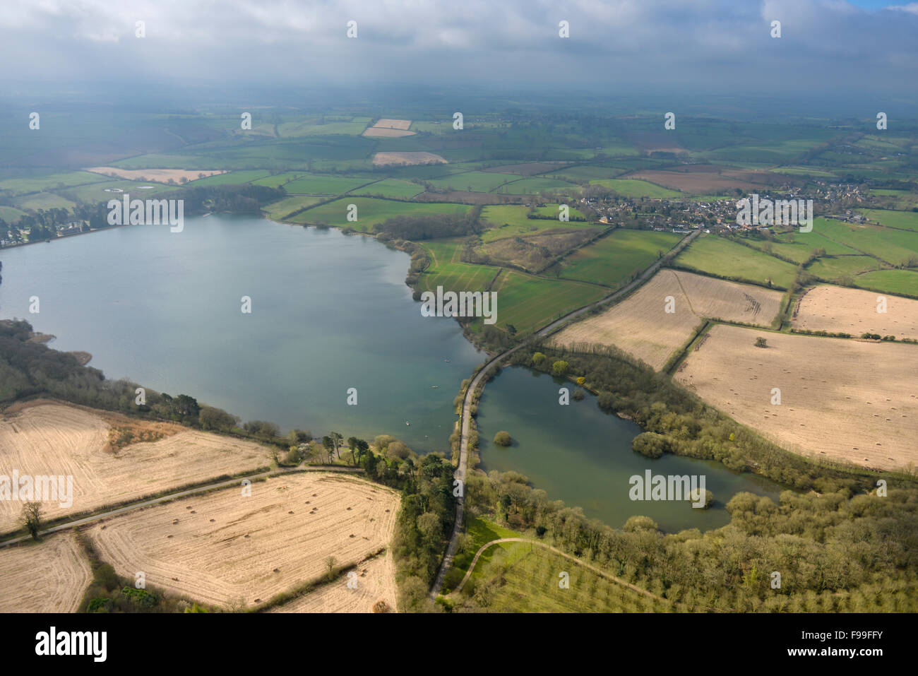 An aerial view of the Ravensthorpe Reservoir in Northamptonshire Stock