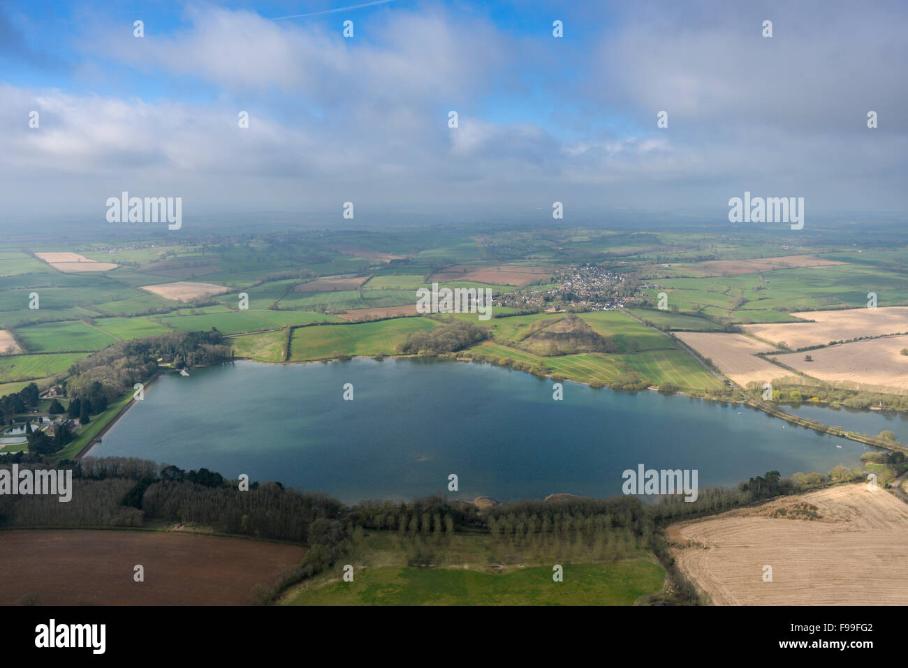 An aerial view of the Ravensthorpe Reservoir in Northamptonshire Stock