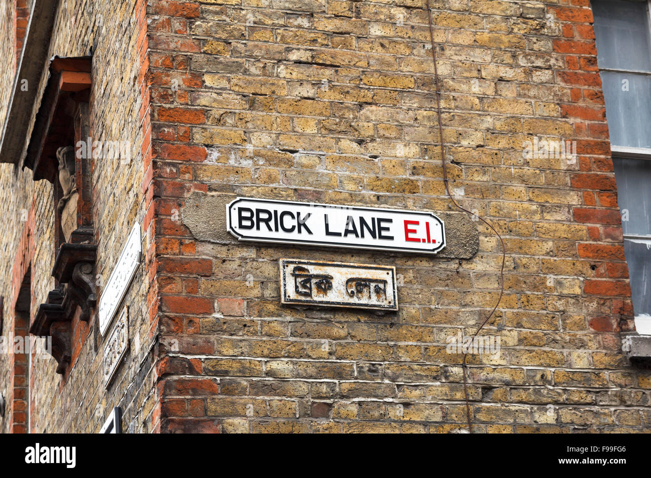 Brick Lane street sign in East End, London, UK Stock Photo
