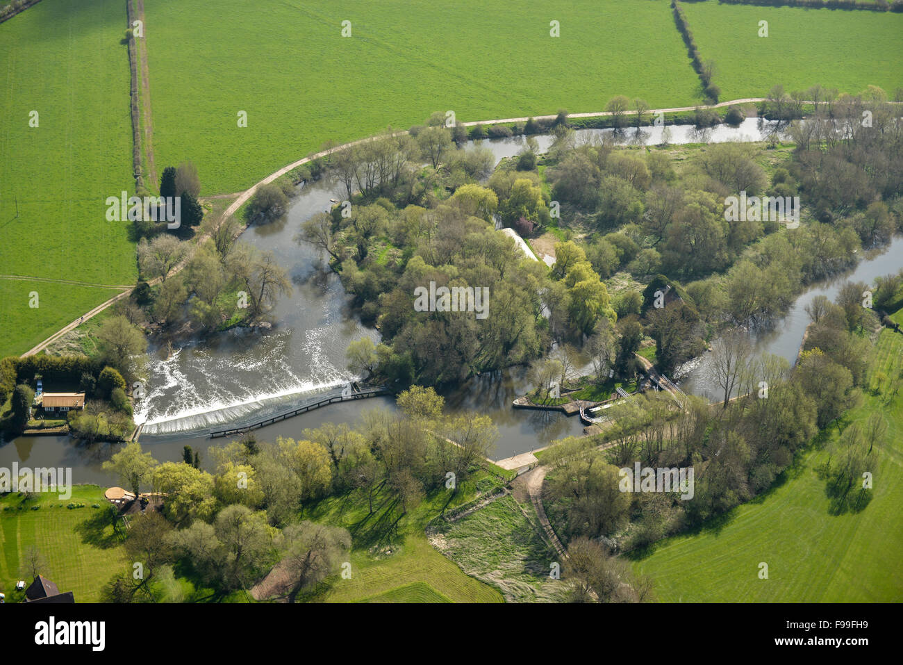 An aerial view of a length of the River Avon in Worcestershire Stock Photo Alamy