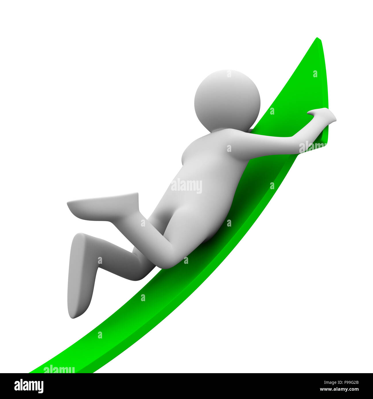 man on green arrow. Isolated 3D image Stock Photo - Alamy