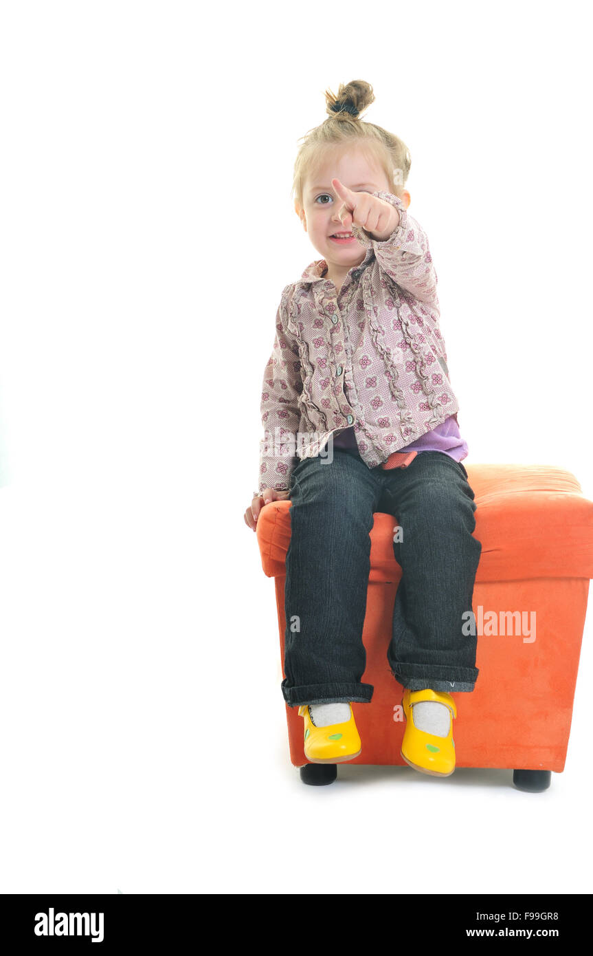 one happy child isolated on white background Stock Photo - Alamy