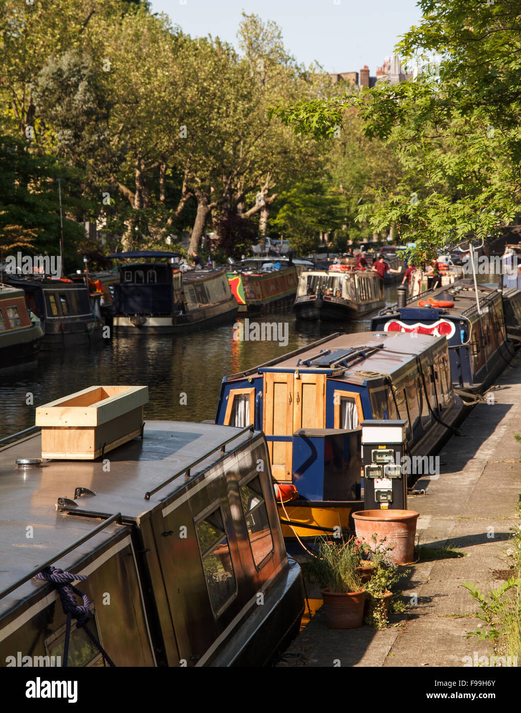Little Venice Canal Boats Portrait in London Stock Photo
