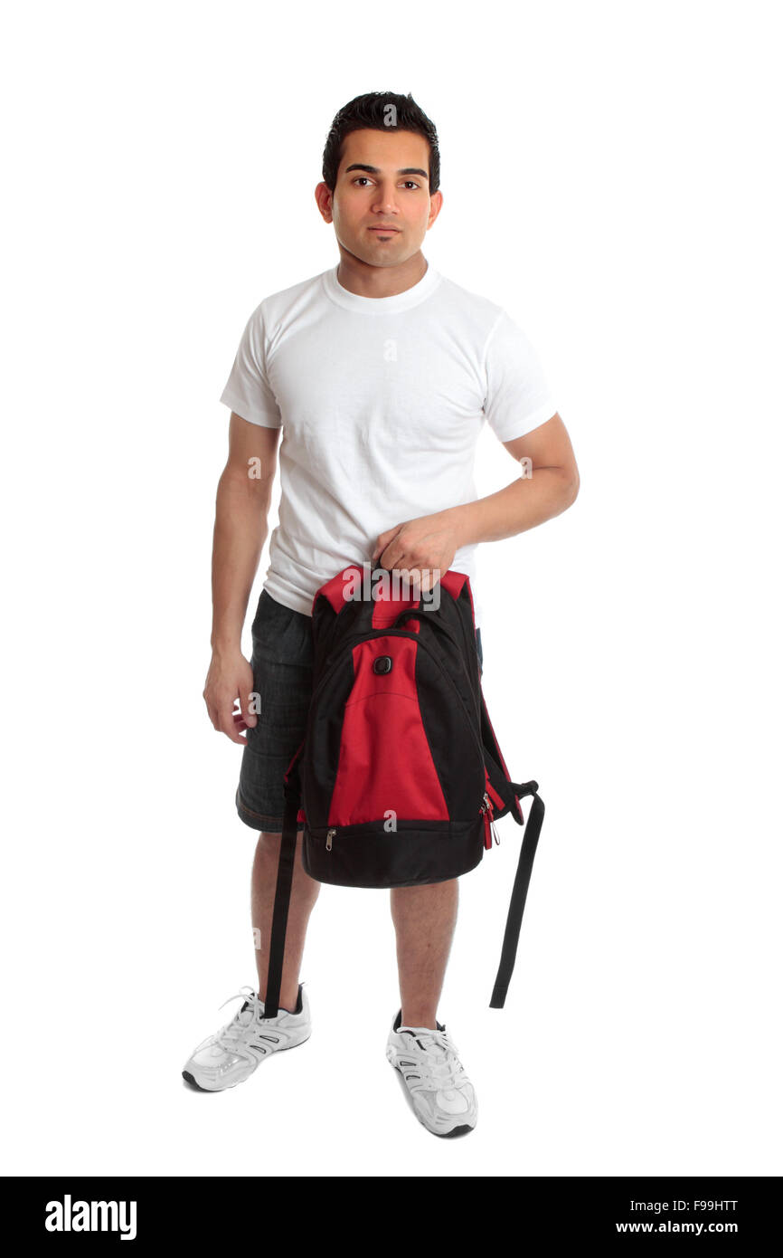 Student carrying backpack Stock Photo Alamy
